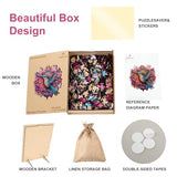 Ruikiyart Wooden Puzzles for Adults Mandala Hummingbird Jigsaw Puzzles 200Pcs Unique Shapes Bird Puzzles Great Gift for Adults and Couples on Valentine's Day,Women's Day 11.3 x 11.3 Inches Ruikiyart