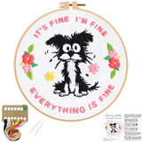 Louise Maelys Funny Dog Embroidery Kits for Beginners,Cross Stitch Kit for Adults,DIY Needlepoint with Cute Animal Pattern -It's Fine I'm Fine Everything is Fine