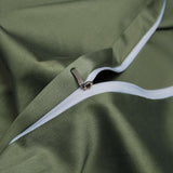 Olive Green Cotton Duvet Cover Set Queen 100% Long-Staple Cotton Sateen Bedding Set, Soft Breathable Smooth Organic Pure Cotton Plain Comforter Cover, Luxury Minimalist Bedroom Decor for All Season YASMENG