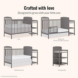 Dream On Me Anna 3-in-1 Convertible Full-Size Baby Crib & Changer with Storage in Steel Grey, GreenGuard Gold & JPMA, Pinewood, Converts to Day & Toddler Bed, 3 Mattress Heights, 1″ Changing Pad