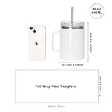 PYD Life Sublimation Mugs Tumblers Blanks with Handle Lid and Straw 30 OZ White Insulated Stainless Steel Jug Water Bottle with Handle for Sublimation Oven Printing 4 Pack PYD Life