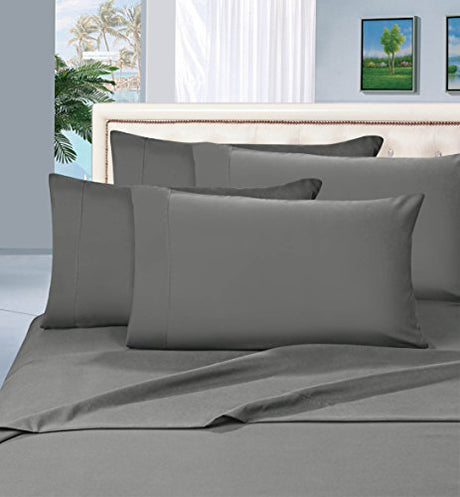 Elegant Comfort 1500 Thread Count Egyptian Quality 6 Piece Wrinkle Free and Fade Resistant Luxurious Bed Sheet Set, Full, Gray Elegant Comfort