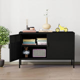 Chshin Metal Storage Cabinet with Doors,Black Accent Cabinet,Metal Locker Storage Cabinets,2 Door TV Media Stand with Removable Shelves for,Home,Office,Entryway,Living Room Chshin