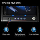 SentrySafe Biometric Gun Safe for Handgun or Pistol, Fingerprint Safe with Interior Light, 1 Handgun Capacity, Firearm Storage with Bolt Down Kit, QAP1BLX SentrySafe
