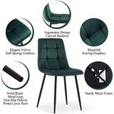 Homedot 37" Round Table Set for 4 Person, Modern Kitchen Table Set, Imitation Wood Dining Table with Space Saving Dining Chairs, Dark Green Velvet Side Chairs Homedot
