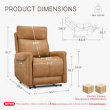 KISLOT Wall Hugger Recliner Chair for Adults, Faux Leather RV Recliner with USB Charging Ports Electric Power Reclining Sofa for Living Room Home Theater Seating Bedroom