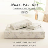 LEMIROE Vintage 100% Cotton Duvet Cover King Size 3PC - Delicate White & Golden Flowers on Beige, Textured Dusty Yellow Back, Botanical Luxurious Bedding Sets with Button Closure (King, 104"×90") LEMIROE