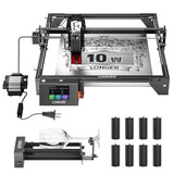 Longer RAY5 10W Laser Engraver with Air Assist Kit, Rotary Roller kit, and 8 Pcs Raiser, High Precision Laser Cutter and Engraver for Wood, Metal, Acrylic, Cylindrical Objects, Tumblers Longer