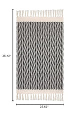 Lahome Boho Bathroom Rugs, Small 2x3 Front Door Mat Lightweight Kitchen Rug Woven Cotton Area Rug with Tassels, Farmhouse Washable Black and White Throw Rug Low Pile Carpet for Entry Laundry Lahome