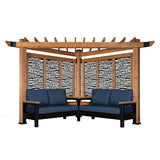 Backyard Discovery Tuscany Cabana Pergola with Bamboo Privacy Panels and Conversation Seating in Indigo Backyard Discovery