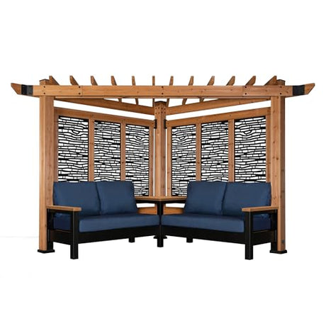 Backyard Discovery Tuscany Cabana Pergola with Bamboo Privacy Panels and Conversation Seating in Indigo Backyard Discovery
