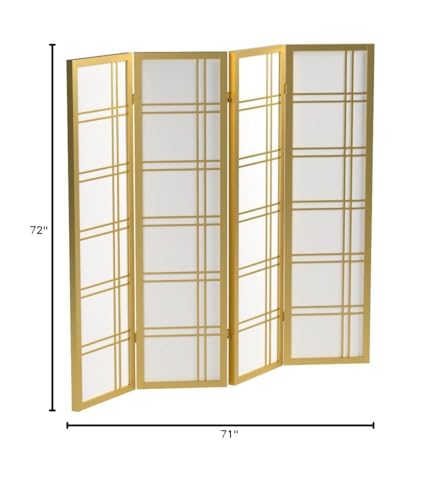 Roundhill Furniture Seto 4-Panel 4 Golden Room Divider Screen, Gold Roundhill Furniture