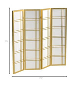 Roundhill Furniture Seto 4-Panel 4 Golden Room Divider Screen, Gold Roundhill Furniture