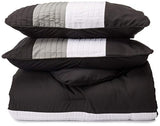 Chezmoi Collection Loft 8-Piece Luxury Striped Comforter Set (Queen, Black/Gray/White) Chezmoi Collection