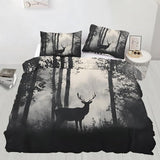 YFIOYI Deer Comforter Set, Minimalist Bedding Set, Calm Decorative 3 Piece Bedding Set with 3 Pillow Shams, with Zipper（King Single） YFIOYI