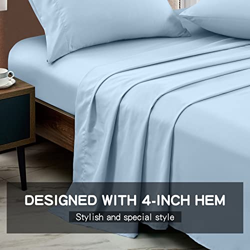 FreshCulture Queen Flat Sheet - Hotel Quality Queen Flat Sheet Only - Brushed Microfiber Top Sheet - Ultra Soft & Breathable - Wrinkle-Free - Easy Care - Single Flat Sheet (Queen, Light Blue) FreshCulture