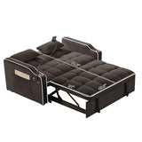 3-in-1 Convertible Loveseat Sleeper Sofa with Cup Holders & Phone Holder, Futon Couch with Pull Out Bed and Adjustable Backrest, Modern Velvet Chaise Lounge for Living Room Bedroom (Brown, 54.7") SLEERWAY