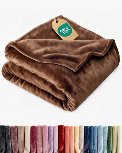 Ultra Soft Fleece Blanket Twin Size - Flannel Fleece Luxury Twin Blanket - Lightweight for Couch Bed Chair - Thick, Warm and Breathable - All Season Cozy Fuzzy, Anti-Static Microplush Bedding, Brown CGK Unlimited