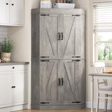 Jocoevol Corner Kitchen Pantry Storage Cabinet with Doors, Kitchen Hutch, 71'' Tall Food Storage Cabinet Furniture for Living Room, Dining Room (Grey) Jocoevol