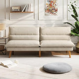 LINSY HOME Futon Sofa Bed - Convertible Corduroy Futon Couch Bed with Adjustable Backrest, Modern Small Loveseat Sleeper Sofa for Small Spaces, Living Room, Apartment or Office (Beige) LINSY HOME