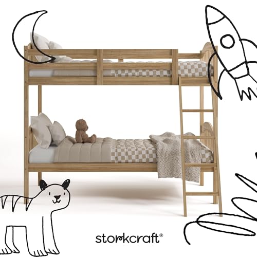 Storkcraft Long Horn Twin-Over-Twin Bunk Bed (Natural) - GREENGUARD Gold Certified, Converts to 2 Individual Twin beds Storkcraft