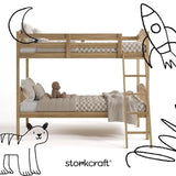 Storkcraft Long Horn Twin-Over-Twin Bunk Bed (Natural) - GREENGUARD Gold Certified, Converts to 2 Individual Twin beds Storkcraft