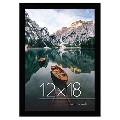 Americanflat 12x18 Black Picture Frame - Engineered Wood Photo Frame with Shatter-Resistant Glass and Hanging Hardware for Wall Display Americanflat