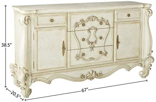 Acme Versailles Wooden 5 Drawer Dresser in Bone and White - WoodArtSupply