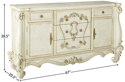 Acme Versailles Wooden 5 Drawer Dresser in Bone and White - WoodArtSupply