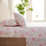 Jolusere Bow Sheet Set Full for Girls Kids Pink Floral Fitted Sheet Set Soft Microfiber Fitted Flat Sheets & Pillowcases - Princess Style Bowknot Bedding Sets Toddlers 4 Pieces Cute Sweet Bed Set Jolusere