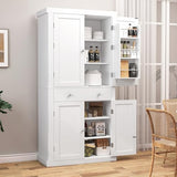 FIONESO 72” Pantry Cabinet, Kitchen Pantry Cabinet with 6 Doors Shelves and 1 Drawer, Tall Storage Cabinet, Cupboard with 4 Door for Kitchen, Dinging Room, Living Room, White FIONESO
