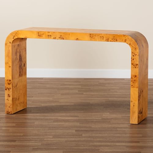 bali & pari Revelle Modern and Contemporary Real Mappa Burl Wood Console Table bali & pari