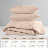 Comfort Spaces Blush King Size Comforter Set - 3 Piece Pintuck Pleated Bedding Set, All Season Lightweight, Extra Soft Pre-Washed Microfiber Bed Set, Shams Comfort Spaces