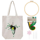 Louise Maelys Canvas Tote Bag Embroidery Kit for Beginners,Cross Stitch Kits for Adults,Arts and DIY Crafts Needlepoint with Plant Cat Pattern,Women Shopping Reusable Grocery Bags