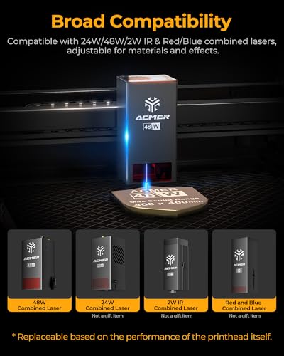 Acmer P3 Laser Engraver, Switchable 48W & 24W Diode 455nm Lazer Cutter Engraving Machine with 30L Air Assist, COS Technology, Large 400×390mm Work Area for Wood, Acrylic, Leather, Ceramic ACMER