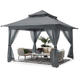 ABCCANOPY Pop Up Gazebo 13x13 - Outdoor Canopy Tent with Mosquito Netting for Patio Garden Backyard(Gray) ABCCANOPY