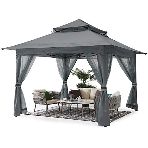 ABCCANOPY Pop Up Gazebo 13x13 - Outdoor Canopy Tent with Mosquito Netting for Patio Garden Backyard(Gray)