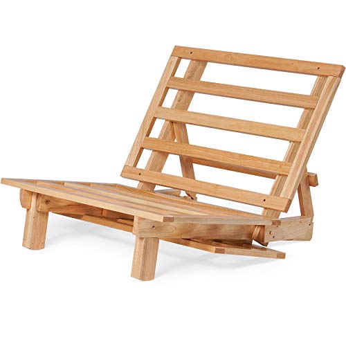 Nirvana Futons Twin Tri-Fold Wood Futon Sofa Bed Lounger Frame - (Space Saver, Natural Finish) Ideal for Small Spaces, RVs, and Dorm Furniture Nirvana Futons
