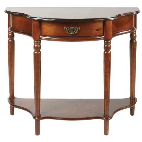 Touch of Class Foster Console Table Regal Walnut - Traditional Decorative Furniture - Half Circle Moon Shape - Elegant Display Tables for Entryway, Hallway, Living Room Touch of Class