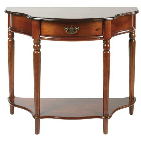 Touch of Class Foster Console Table Regal Walnut - Traditional Decorative Furniture - Half Circle Moon Shape - Elegant Display Tables for Entryway, Hallway, Living Room Touch of Class