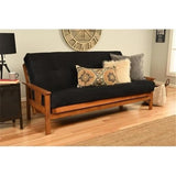 Kodiak Furniture 75" Traditional Full-Size Suede Fabric Futon Mattress with Coil Hinged Innerspring Unit, Foam Construction, Tufted Cover, in Black Finish - Frame Not Included Kodiak Furniture