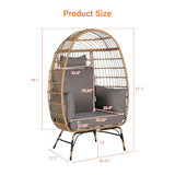 Oversized Patio Egg Chair, Wicker Rattan Egg Chair for Adult, Indoor Outdoor Patio Large Wicker Basket with Water-Resistant Cushion, Outdoor Lounge 360Lbs Capacity - Dark Gray cattino