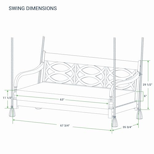 Cambridge Casual Renley Mahogany Porch Swing Bed with Oyster Cushion – Outdoor Hanging Swing Daybed for Patio, Backyard, or Garden – Durable Solid Wood, Weather-Resistant Cambridge Casual