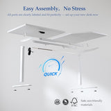 Klicelor 55 Inch L Shaped Standing Desk, Adjustable Height Corner Desk for Home Office Workstation, Sit Stand Desk with Two-Piece Desktop, White Klicelor