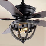 JONATHAN Y JYL9613A Jasper Farmhouse Industrial Iron Dome Shade LED Ceiling Fan with Remote, for Bedroom, Living Room, Dining Room 52" 2 Light, Black JONATHAN Y