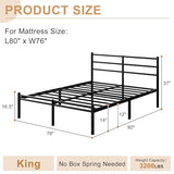 Yicensen King Size Bed Frame with Headboard and Footboard, 14 Inch Metal Platform King Bed Frame with Steel Slat Support, No Box Spring Needed, Noise Free, Easy Assembly, Black Yicensen