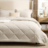 Bedsure 7 Pieces King Comforter Set Premium Series, Hotel Luxury Soft Bed in a Bag, Goose Down Alternative, Safe for Sensitive Skin Bedding Comforter All Season Medium Warmth, Beige King Size Bedsure