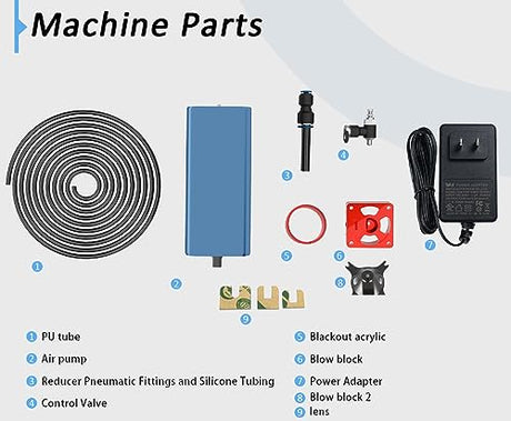 Creatorally Air Assist Pump Kit for Laser Engraver, 30L/Min Adjustable Quiet Airflow, Removes Smoke and Dust, Reduces Burn Marks, Protects Lens, Compatible with S9/S10/A5 PRO/A10 PRO/TTS-55 PRO Creatorally