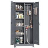 NICEGDLT Metal Storage Cabinet with Lock,72" Garage Storage Cabinets with Hanging Rod & S-Hooks,Large Storage Cabinet with Shelves,Locking Tool Utility Closet for Home,Garage,Utility Room,Dark Grey NICEGDLT
