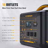 VTOMAN Jump 1500X Portable Power Station 1500W (3000W Peak), 828Wh LiFePO4 (LFP) Battery Powered Generator with Expandable Capacity, 3x Pure Sine Wave 1500W AC Outlets, 2xPD 100W, 3x Regulated 12V DC VTOMAN